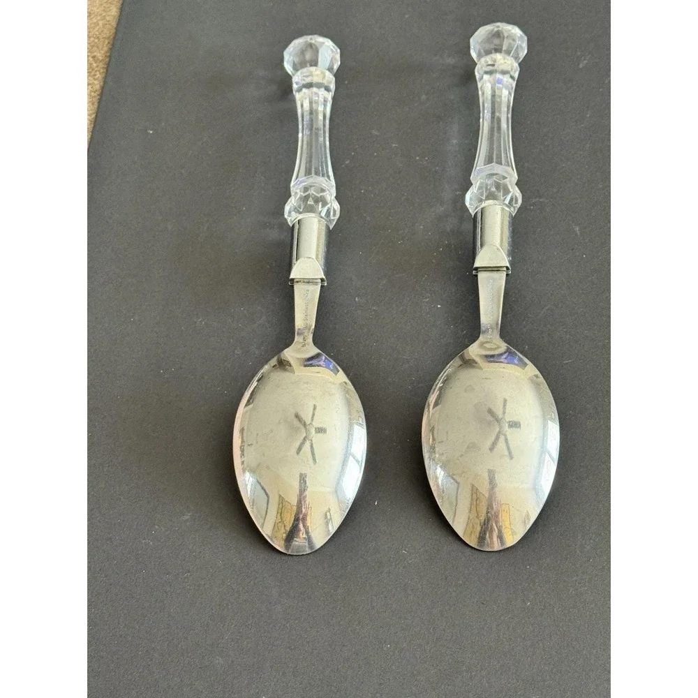 Bellamo 2‎ Piece Serving Utensil Set Vintage Lucite Handles Stainless Spoon